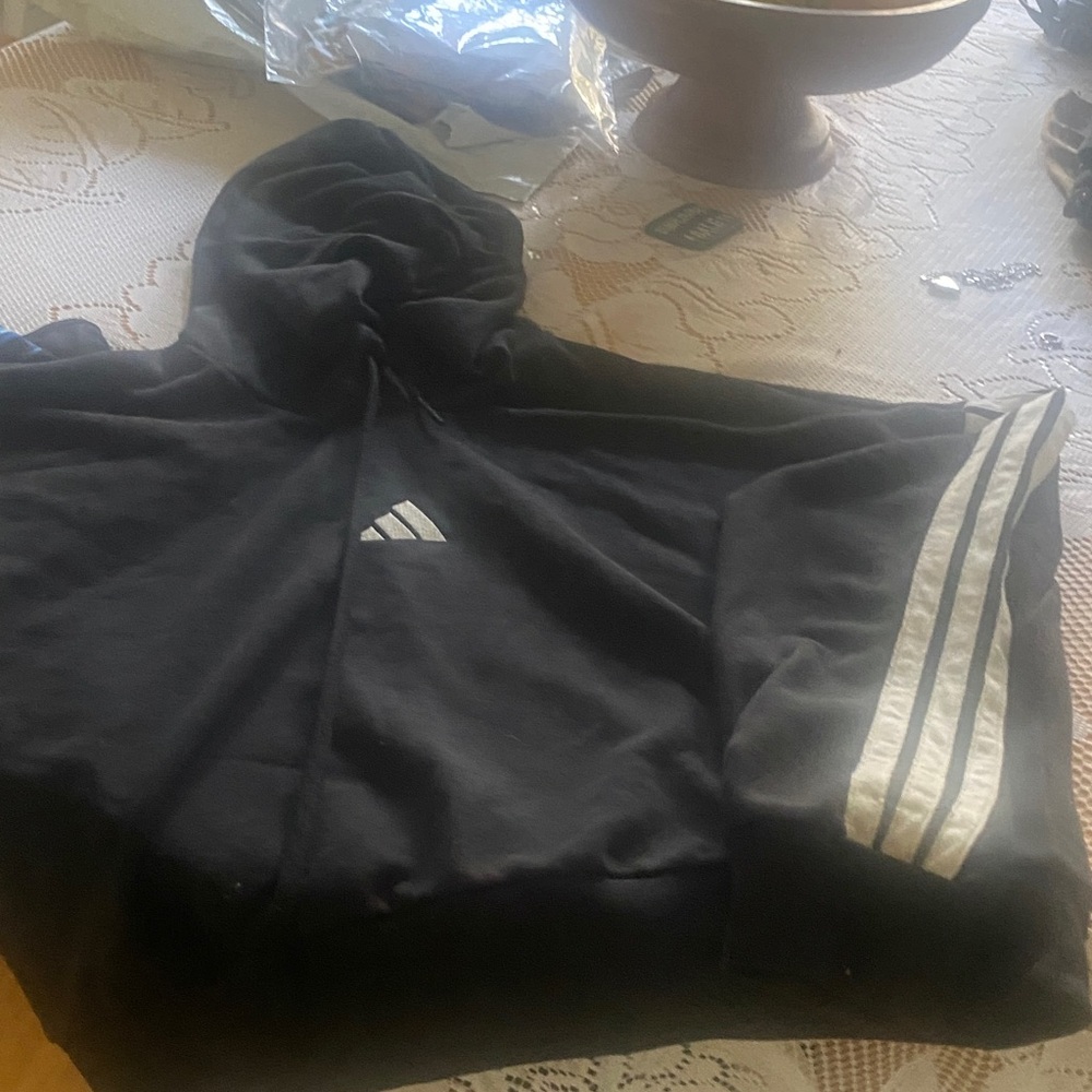 Adidas Black Hoodie with White Details